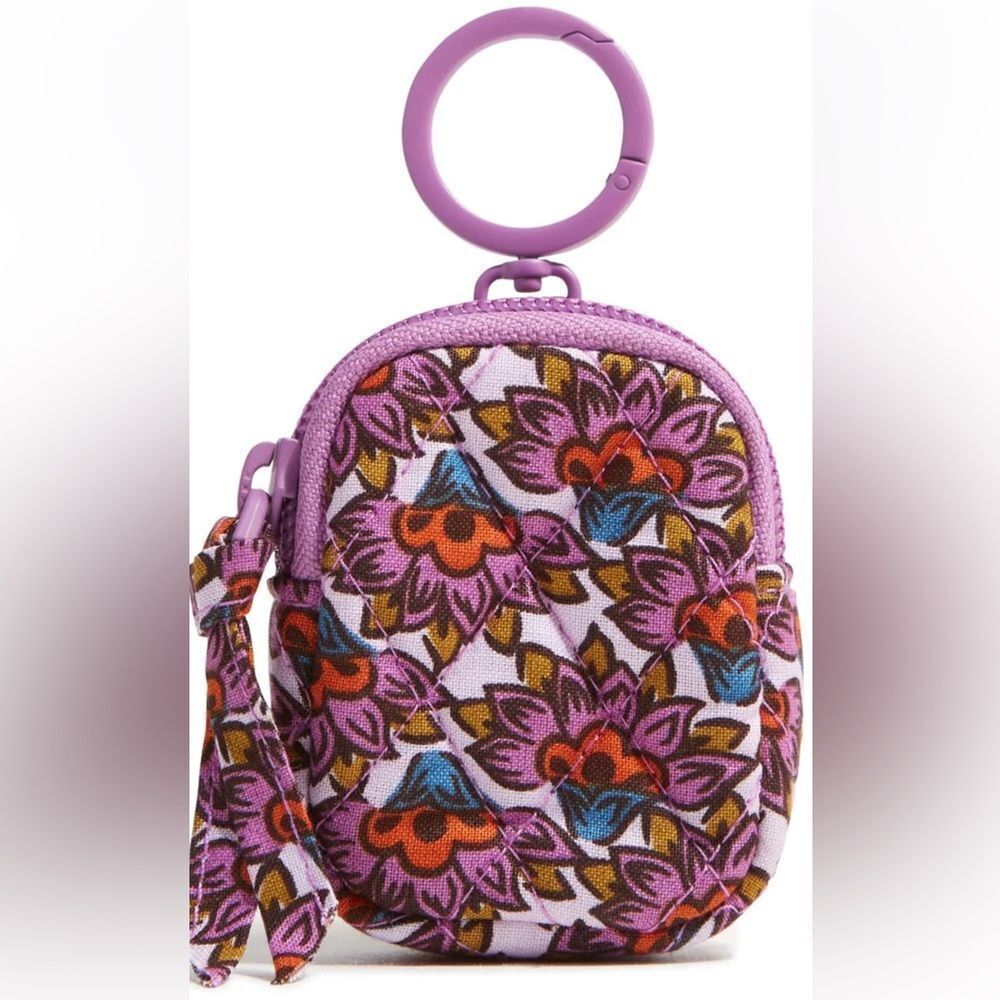Vera Bradley Scaevola Fan Essential Bag Charm for AirPods White Lavender Floral